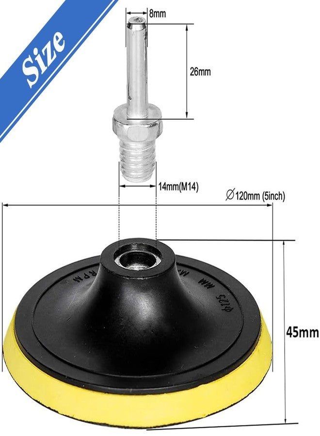 آيتش مجموعة من قطعتين من وسادات دعم بخطاف وحلقة مقاس 5 بوصات مع خيط M14، وحامل صنفرة دوار لصنفرة الزوايا ولوحة دعم تلميع للخشب والمعادن والسيارات وماكينة الصنفرة المدارية وآلة التلميع - Image 2