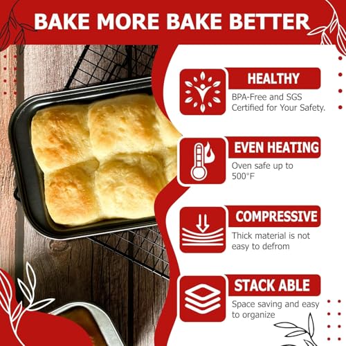 Casa Azul 10-Inch Bread Mould for Baking | Non-Stick Carbon Steel Bread Baking Mould, 500°F Heat Resistant, BPA Free Microwave & OTG Oven Safe Bread Tin for Baking (Pack of 1) - Image 4