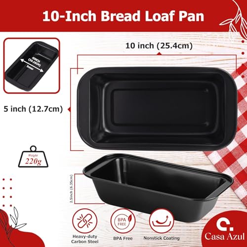 Casa Azul 10-Inch Bread Mould for Baking | Non-Stick Carbon Steel Bread Baking Mould, 500°F Heat Resistant, BPA Free Microwave & OTG Oven Safe Bread Tin for Baking (Pack of 1) - Image 3