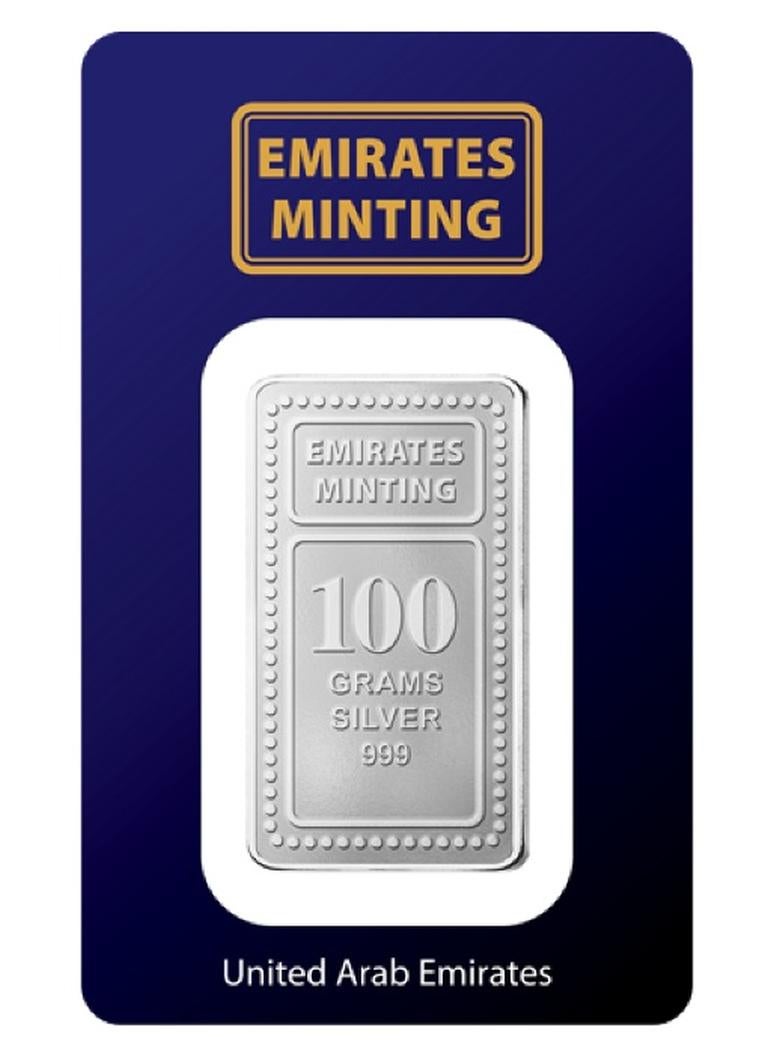 Emirates Minting 100 Grams 999.0 Purity Silver Bar - Image 1