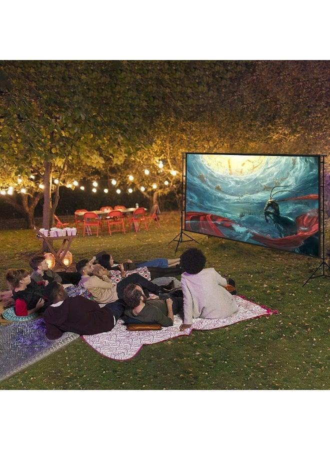 Projector Screen with Stand,100/120/150 inch Outdoor Projector Screen Portable Indoor Projection Screen 16:9 4K Rear Front Movie Screen with Carry Bag for Home Backyard Theater (100 inch) - Image 3