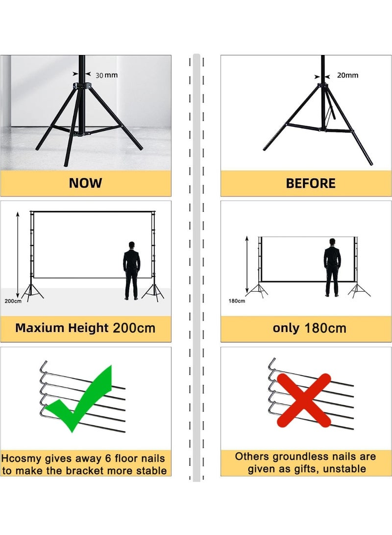 Projector Screen with Stand,100/120/150 inch Outdoor Projector Screen Portable Indoor Projection Screen 16:9 4K Rear Front Movie Screen with Carry Bag for Home Backyard Theater (100 inch) - Image 4