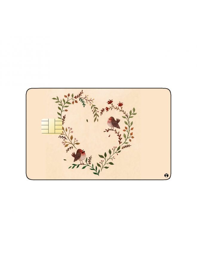 RKN PRINTED BANK CARD STICKER Cute Birds Drawing With Roses - Image 2