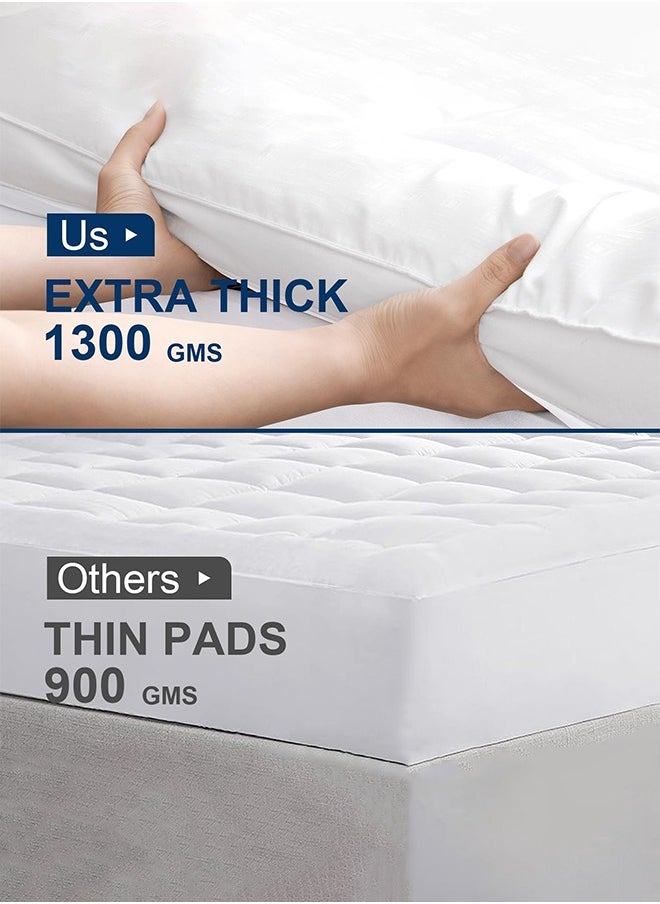 Arabest 8cm Extra Thick Mattress Topper with 1300 GSM Microfiber Filling - Anti-Slip Rubber Edge, 180x200cm, Ideal for Back Pain Relief  - Image 3