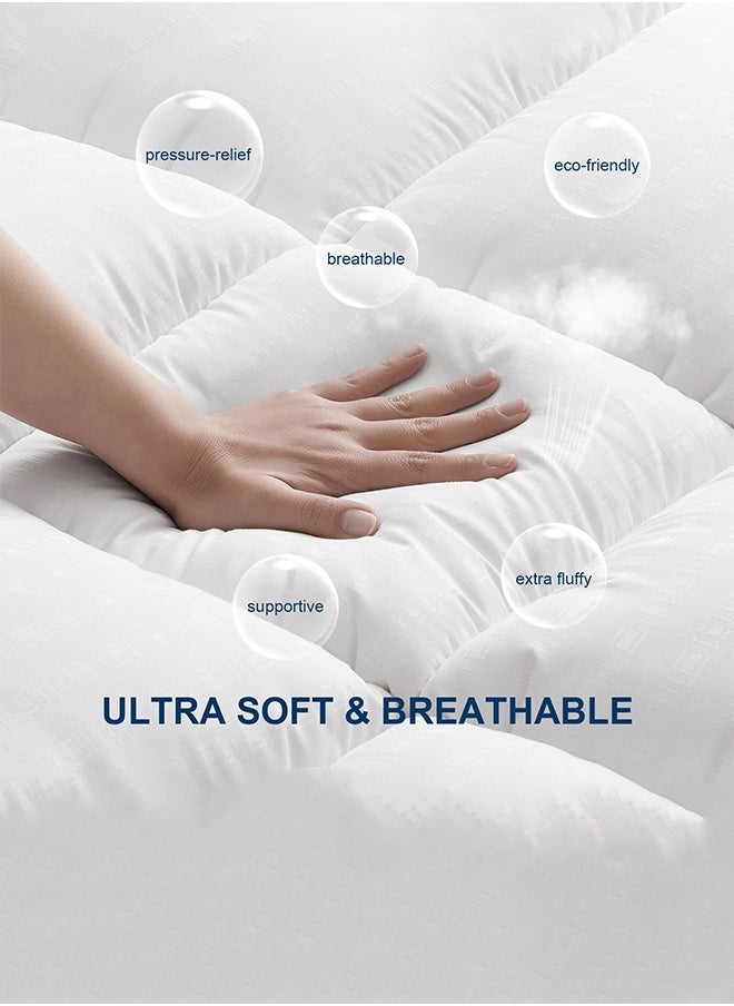 Arabest 8cm Extra Thick Mattress Topper with 1300 GSM Microfiber Filling - Anti-Slip Rubber Edge, 180x200cm, Ideal for Back Pain Relief  - Image 4