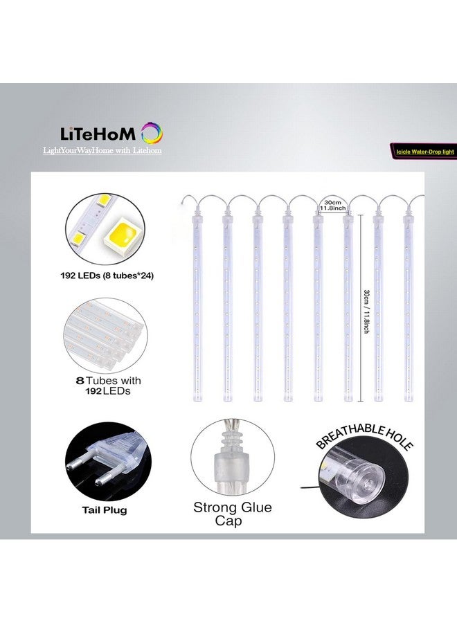 LITEHOM Rain Drop Lights, LED Meteor Shower Lights 11.8 inch 8 Tubes 192leds, Icicle Falling Lights for Diwali Lights for Decoration for Home Xmas Tree Christmas Decoration Outdoor (Multicolor) - Image 4