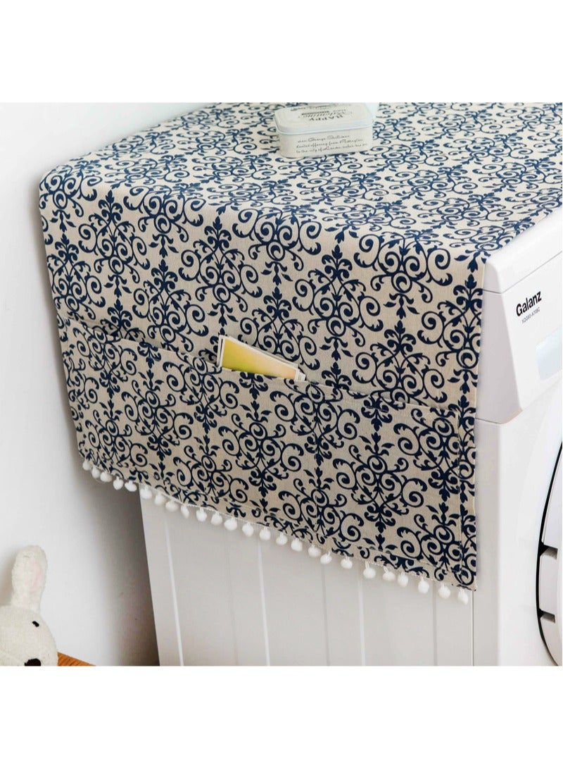 Blue and white porcelain drum washing machine cover bedside table single door refrigerator cover cloth cover table and chair dustproof cloth cover - Image 3