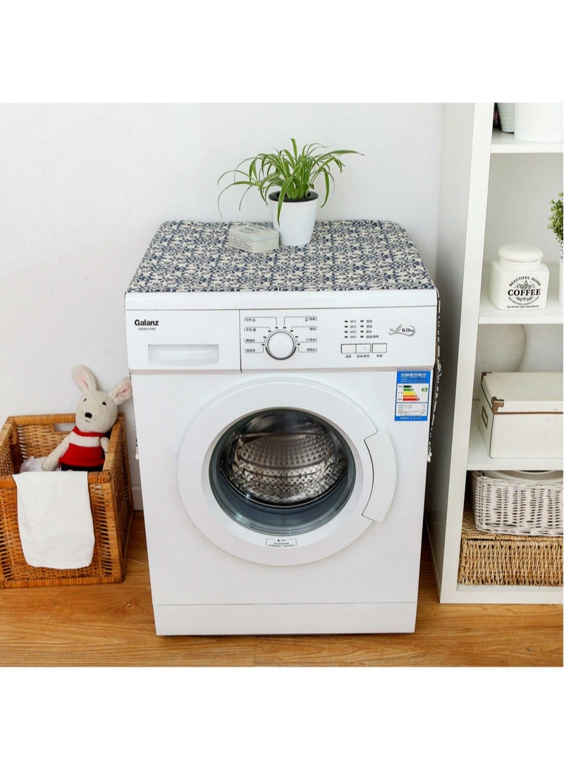 Blue and white porcelain drum washing machine cover bedside table single door refrigerator cover cloth cover table and chair dustproof cloth cover - Image 4