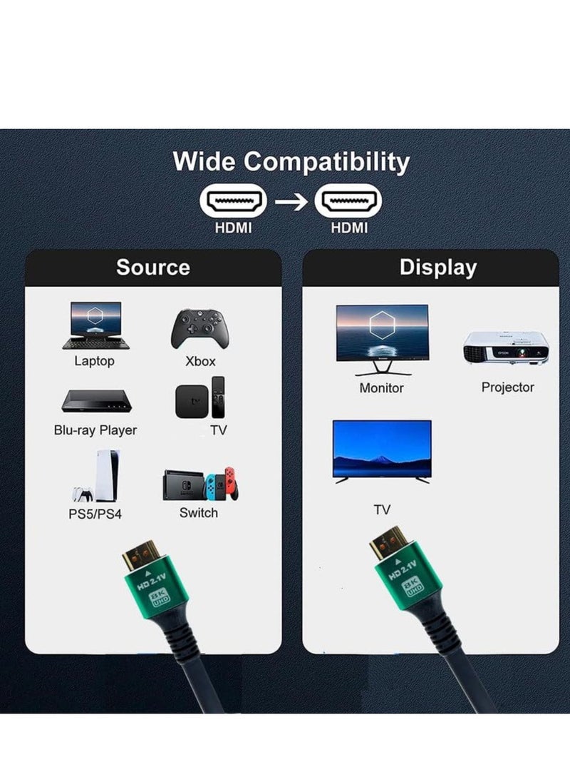 HDMI 8K Ultra HD2.1V Premium High Speed HDTV HDMI Cable 48Gbps High Speed HDMI 8K 2.1V Connectors HD, HDR Video, ARC Support HDTV 8K HDMI Cable - Image 5