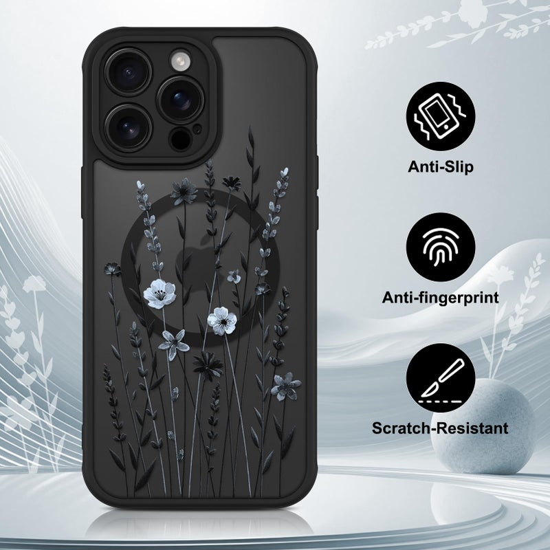 OOK Case for iPhone 14 Pro Max 6.7 Inch (Compatible with MagSafe) Blue Floral Flowers Translucent Phone Cover Soft TPU + Hard PC Anti-Scratch Shockproof Magnetic Case for Women - Image 5