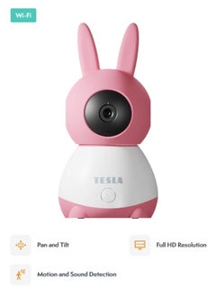 Tesla Smart 360 Degree Baby Camera with Motion & Sound Detection & HD Resolution & Tesla Home App - Pink  - Image 1