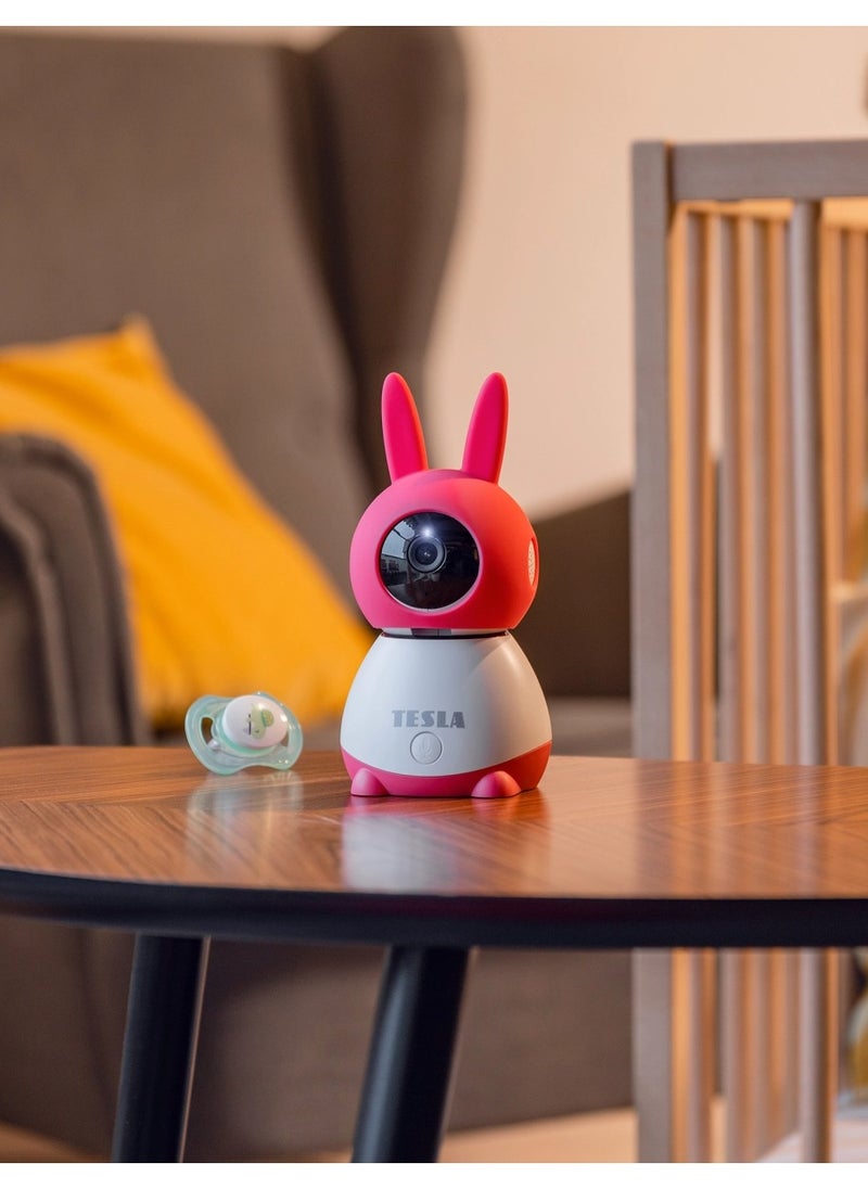 Smart 360 Degree Baby Camera with Motion & Sound Detection & HD Resolution & Tesla Home App - Pink