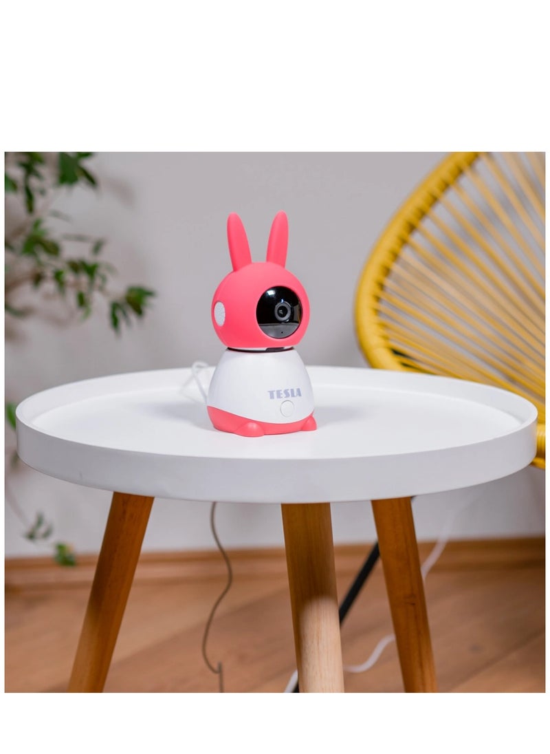 Smart 360 Degree Baby Camera with Motion & Sound Detection & HD Resolution & Tesla Home App - Pink