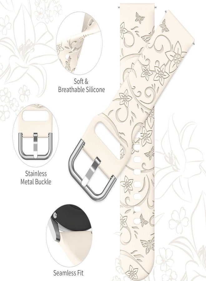 SuperNaNa 3 Pack Flower Engraved Bands Compatible with Samsung Galaxy Watch 7 6 5 4 FE Active 2 40mm 44mm,Watch 6 4 Classic 42mm 43mm 46mm 47mm,5 Pro 45mm,Watch 3 41mm,20mm Women Silicone Replacement Sport Band - Image 3