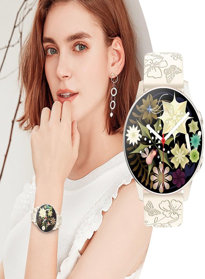 SuperNaNa 3 Pack Flower Engraved Bands Compatible with Samsung Galaxy Watch 7 6 5 4 FE Active 2 40mm 44mm,Watch 6 4 Classic 42mm 43mm 46mm 47mm,5 Pro 45mm,Watch 3 41mm,20mm Women Silicone Replacement Sport Band - Image 4