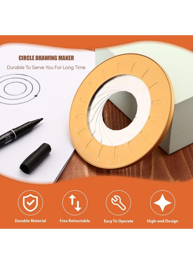 زنون صانع رسم دائري قالب دائرة من سبائك الألومنيوم أداة رسم دائرة قابلة للتعديل أداة رسم دائرة دائرية أداة صنع دائرة دائرية مع حقيبة فلانيليت سوداء للصياغة 125 مم (أصفر) - Image 4