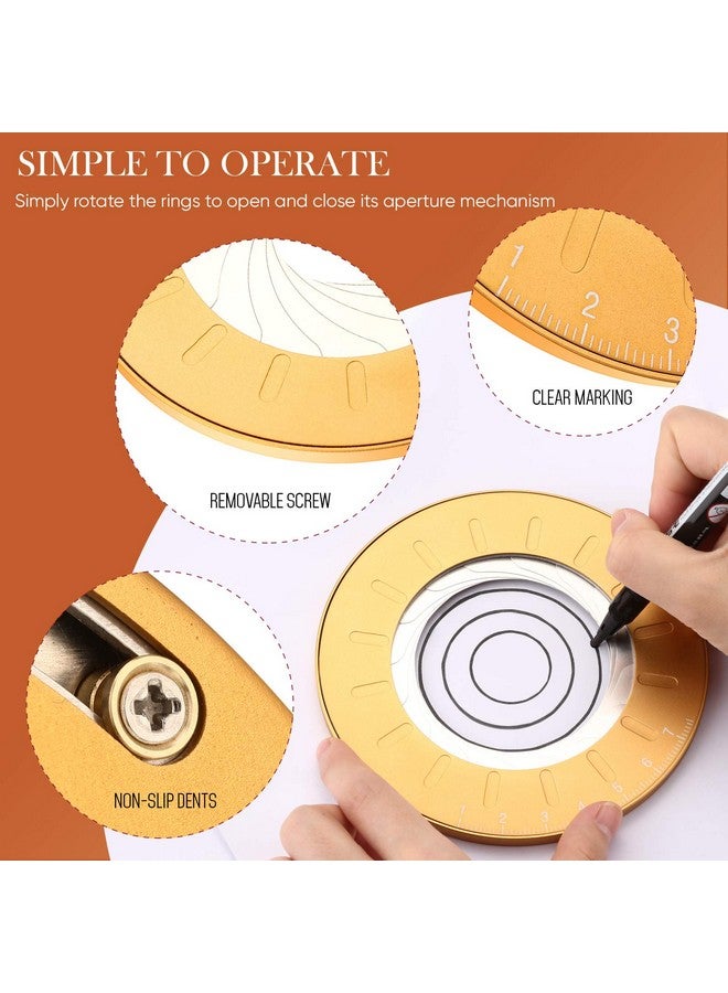 زنون صانع رسم دائري قالب دائرة من سبائك الألومنيوم أداة رسم دائرة قابلة للتعديل أداة رسم دائرة دائرية أداة صنع دائرة دائرية مع حقيبة فلانيليت سوداء للصياغة 125 مم (أصفر) - Image 3