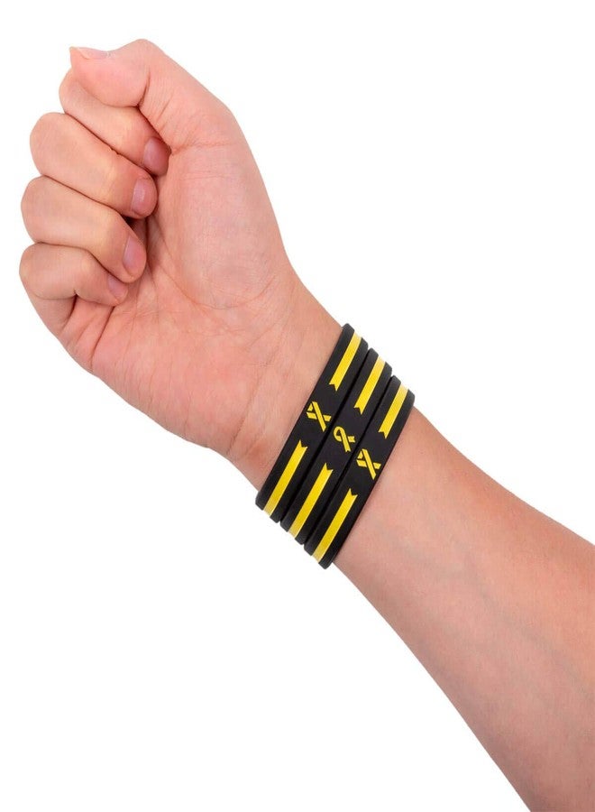 Sainstone Yellow Awareness Ribbon Silicone Bracelets, Mental Health Awareness Bracelet, Yellow Ribbon Wristbands Unisex for Men Women (3-pack) - Image 4