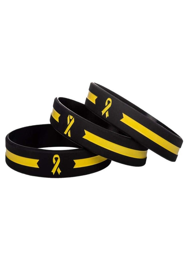 Sainstone Yellow Awareness Ribbon Silicone Bracelets, Mental Health Awareness Bracelet, Yellow Ribbon Wristbands Unisex for Men Women (3-pack) - Image 3