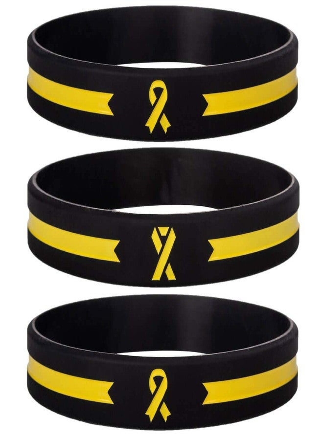 Sainstone Yellow Awareness Ribbon Silicone Bracelets, Mental Health Awareness Bracelet, Yellow Ribbon Wristbands Unisex for Men Women (3-pack) - Image 1