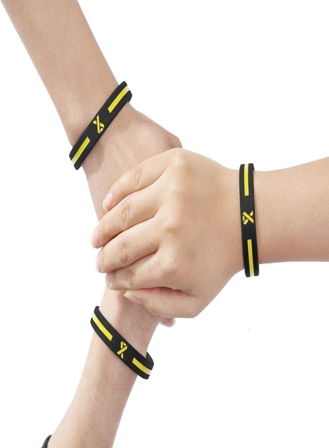 Sainstone Yellow Awareness Ribbon Silicone Bracelets, Mental Health Awareness Bracelet, Yellow Ribbon Wristbands Unisex for Men Women (3-pack) - Image 5