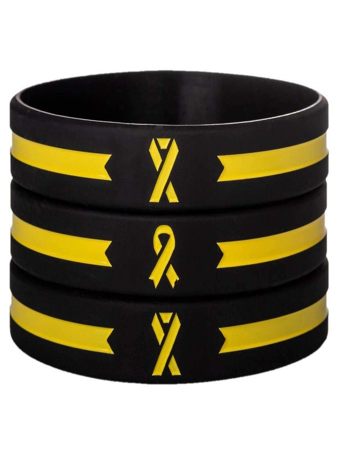 Sainstone Yellow Awareness Ribbon Silicone Bracelets, Mental Health Awareness Bracelet, Yellow Ribbon Wristbands Unisex for Men Women (3-pack) - Image 2