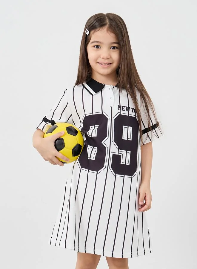 ستايلي Styli Striped Polo T-Shirt Dress