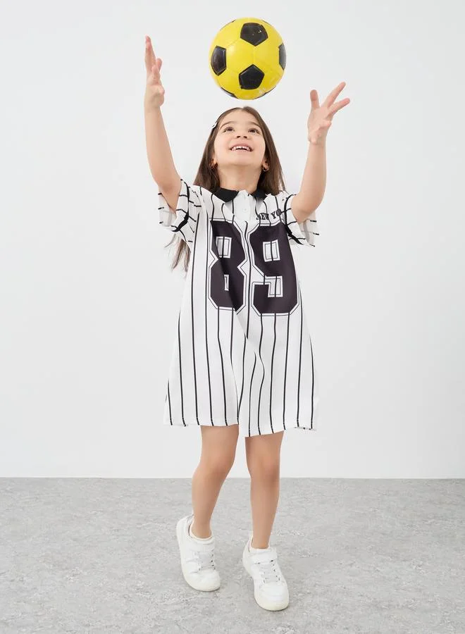 ستايلي Styli Striped Polo T-Shirt Dress