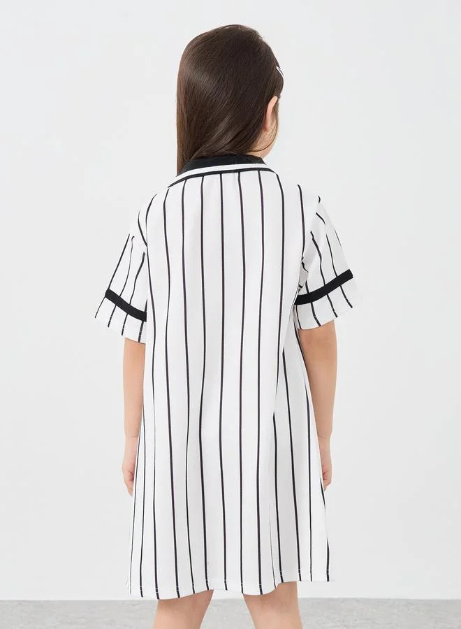 Styli Styli Striped Polo T-Shirt Dress