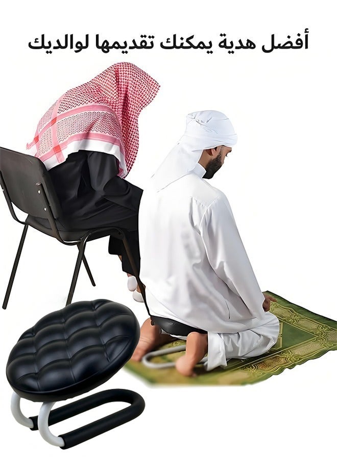 WALALLA Prostration Chair is a Prayer Chair for Muslims - Comfort and Support During Prayer, Padded Leather Seat Handcrafted, Ergonomic Design for Comfortable Prayer Position, Meditation Stool Mindfulness Prayer Kneeling Stool Chair with Anti-slip Cover, 27.5x27.5x24cm - Image 2