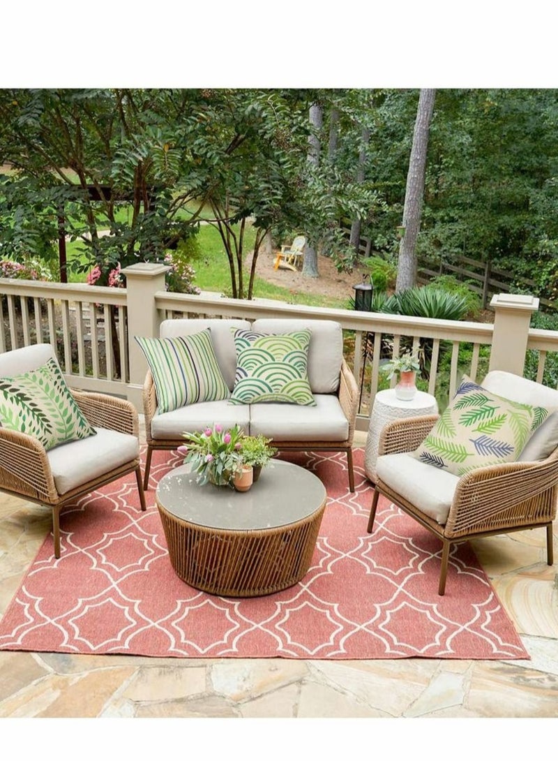 Captaintech Throw Pillow Covers, 18 x 18 Pack of 4, Green Flower Spring Decorative Linen Cushion Covers for Livingroom, Farmhouse Outdoor Modern Pillow Cases for Sofa Couch Chair Bed - Image 5