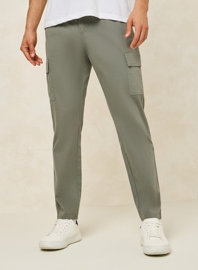 ستايلي بنطلون تشينو قطن بقصة ضيقة ومرونة مع جيوب كارغو - Image 1