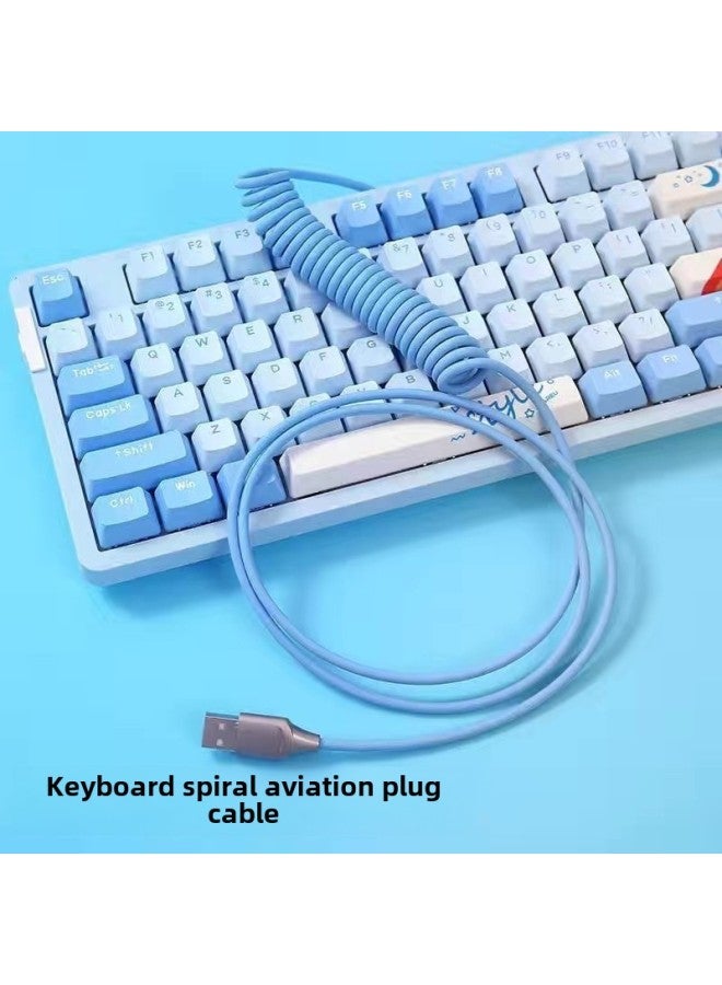 Customized Aviation Plug Line Mechanical Keyboard Data Cable Extension Fixed Rod Counterweight Rod Spring Typec Spiral USB-Color:Classic White - 1.8m Braided Wire - Image 1
