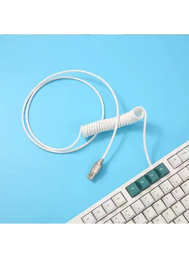 Customized Aviation Plug Line Mechanical Keyboard Data Cable Extension Fixed Rod Counterweight Rod Spring Typec Spiral USB-Color:Classic White - 1.8m Braided Wire - Image 2