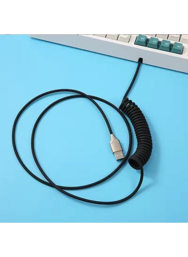 Customized Aviation Plug Line Mechanical Keyboard Data Cable Extension Fixed Rod Counterweight Rod Spring Typec Spiral USB-Color:Classic White - 1.8m Braided Wire - Image 4