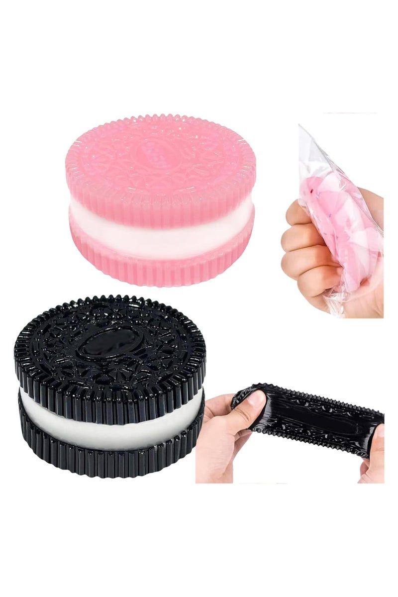 2PCS Silicone Cookie Squishy Toys – Soft Stress Relief Toys for Anxiety, Focus & Desk Decoration, Portable Fidget Toy Set - Image 1
