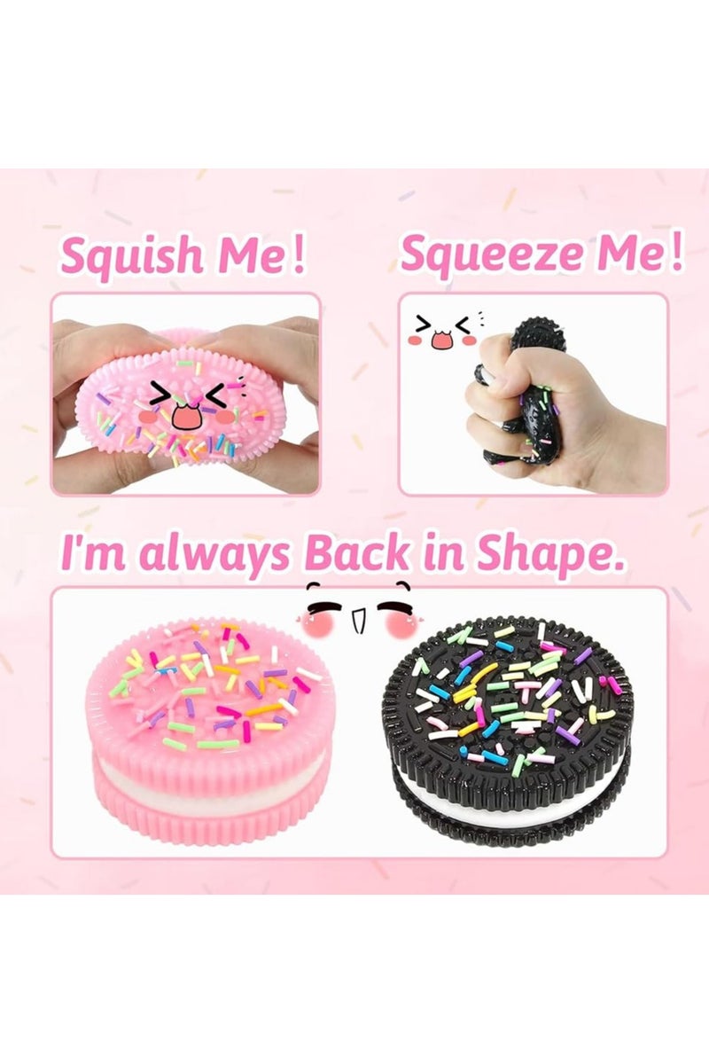 2PCS Silicone Cookie Squishy Toys – Soft Stress Relief Toys for Anxiety, Focus & Desk Decoration, Portable Fidget Toy Set - Image 2