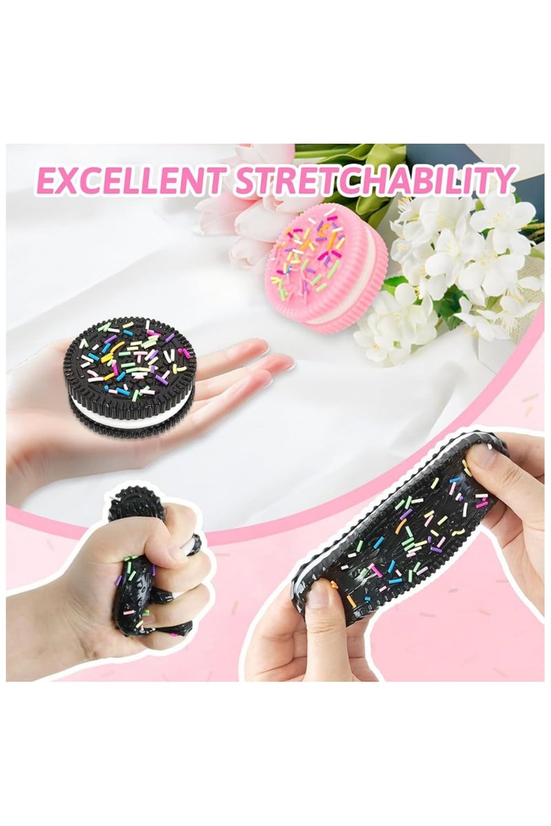 2PCS Silicone Cookie Squishy Toys – Soft Stress Relief Toys for Anxiety, Focus & Desk Decoration, Portable Fidget Toy Set - Image 5