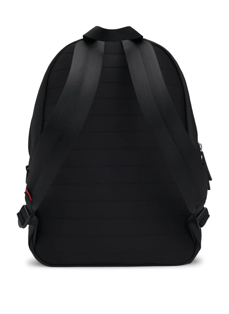 HUGO Backpack in matte fabric with red logo label
