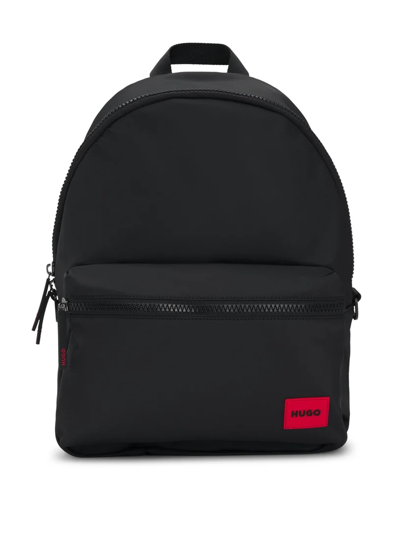 HUGO Backpack in matte fabric with red logo label