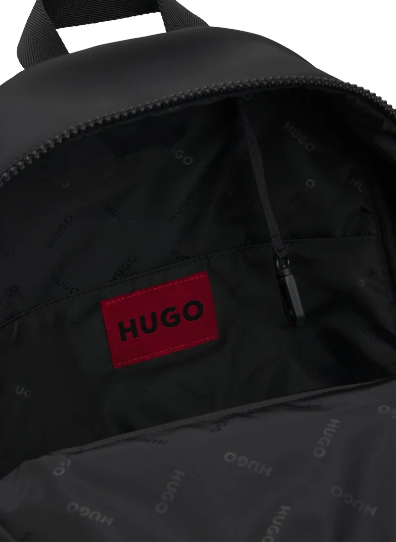 HUGO Backpack in matte fabric with red logo label