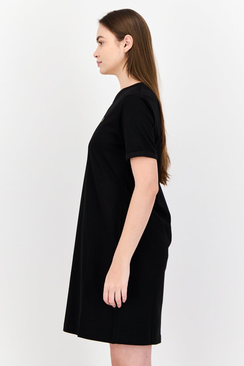 Lyle & Scott Women Embroidered Logo T-shirt Dress, Black - Image 2