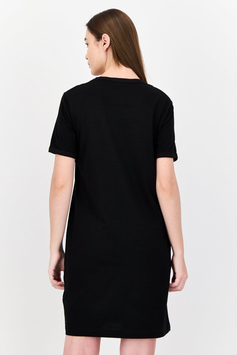 Lyle & Scott Women Embroidered Logo T-shirt Dress, Black - Image 3