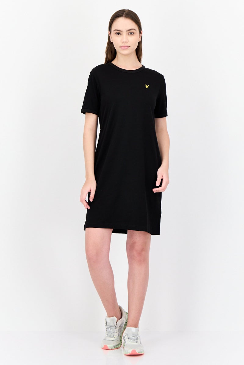Lyle & Scott Women Embroidered Logo T-shirt Dress, Black - Image 4