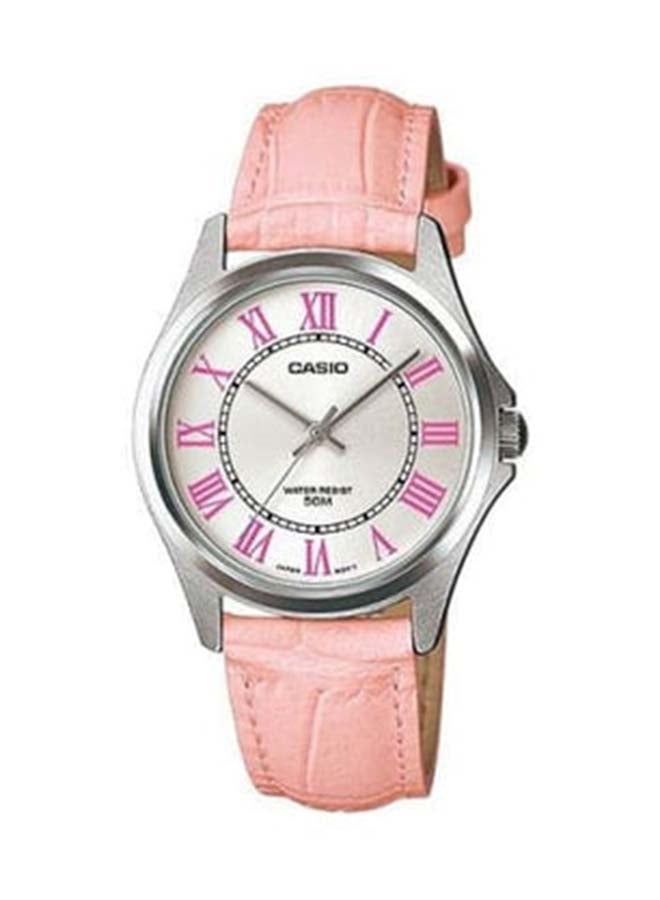 CASIO ساعة معصم جلدية بشكل دائري LTP-1383L-4E2VDF - 31 مم