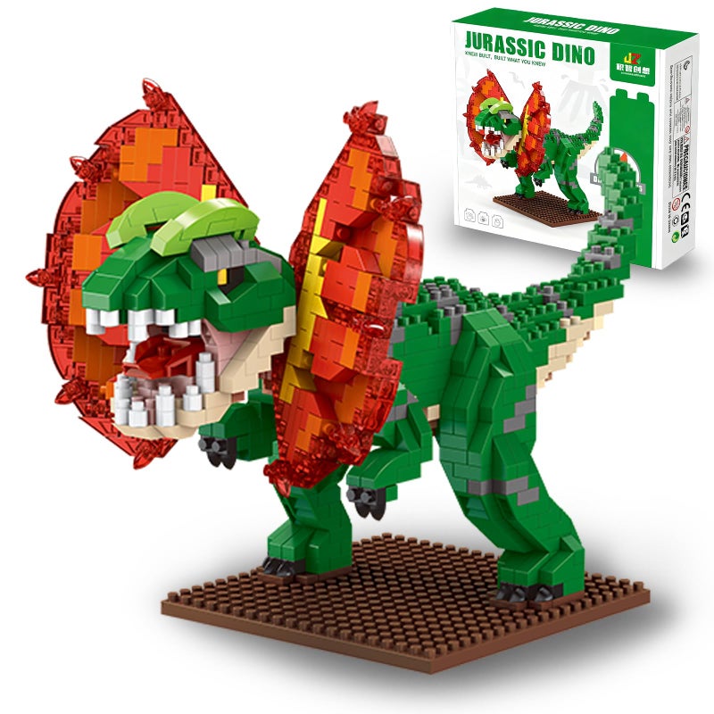 IBLOTIME Dinosaur Building Sets Micro Blocks Dilophosaurus Model with Base 1020 Pieces Creative Building Fun Display Size for Teens and Adults Ages 14 - Image 3