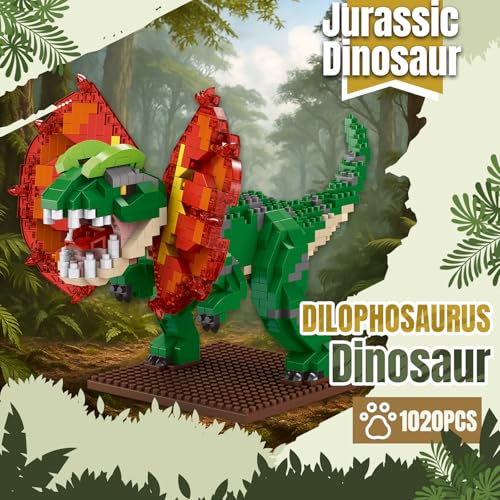 IBLOTIME Dinosaur Building Sets Micro Blocks Dilophosaurus Model with Base 1020 Pieces Creative Building Fun Display Size for Teens and Adults Ages 14 - Image 5