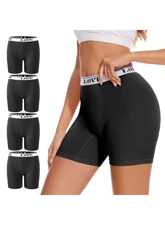 ALLBASE Womens Boxer Briefs High Waisted Modal Boy Shorts Underwear, Black-pack of 4, XL - Image 1