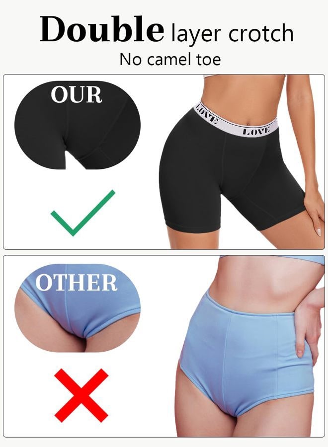 ALLBASE Womens Boxer Briefs High Waisted Modal Boy Shorts Underwear, Black-pack of 4, XL - Image 3