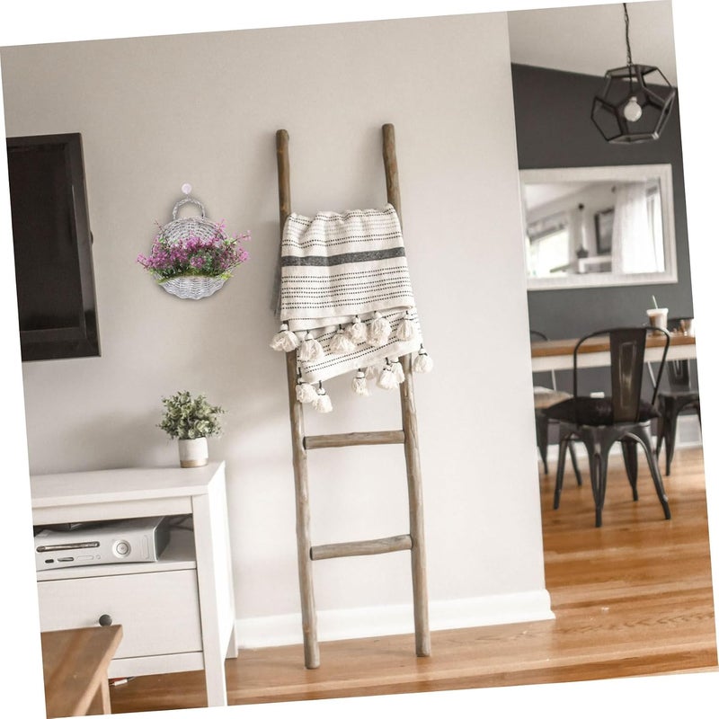 SHOWERORO 2Pcs Rattan Woven Hanging Baskets Rustic Outdoor Hanging Planter Wall Vase Boho Style Planters for Front Door, Home, Garden (𝐏𝐥𝐚𝐧𝐭 𝐍𝐨𝐭 𝐈𝐧𝐜𝐥𝐮𝐝𝐞𝐝),Grey - Image 4
